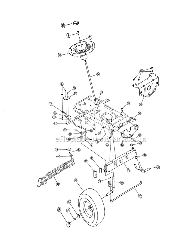 Steering Diagram and Parts List for 13AN771H729  Yard Man Lawn Tractor